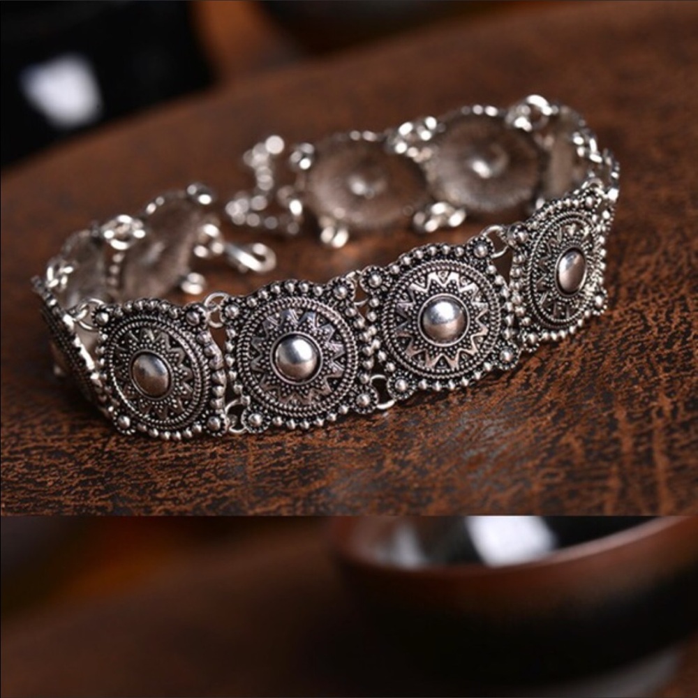 Y2K Hot Boho Choker Silver Necklace statement - Picture 2 of 5